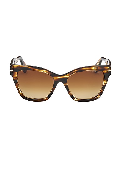 TOM FORD Elvira Sunglasses in Shiny Brown Striped Honey & Gradient Brown