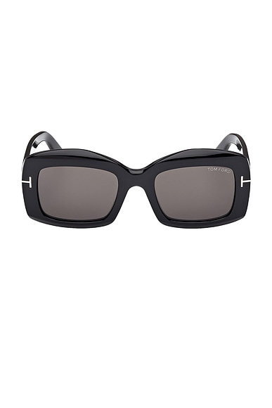 TOM FORD Venetia Sunglasses in Shiny Black & Smoke