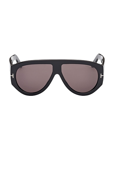 TOM FORD Bronson Sunglasses in Shiny Black & Smoke