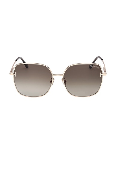 TOM FORD Square Sunglasses in Shiny Rose Gold, Transparent Grey, & Gradient Brown
