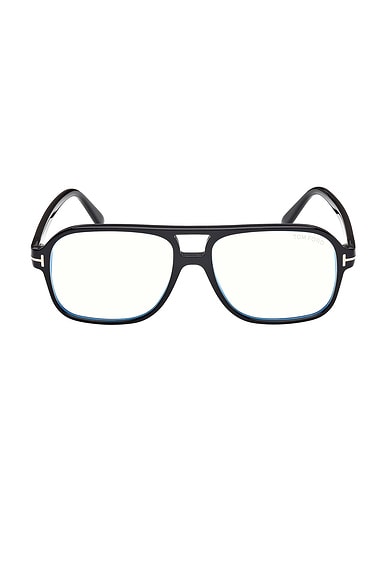 TOM FORD Aviator Optical Eyewear in Shiny Black & Blue Block