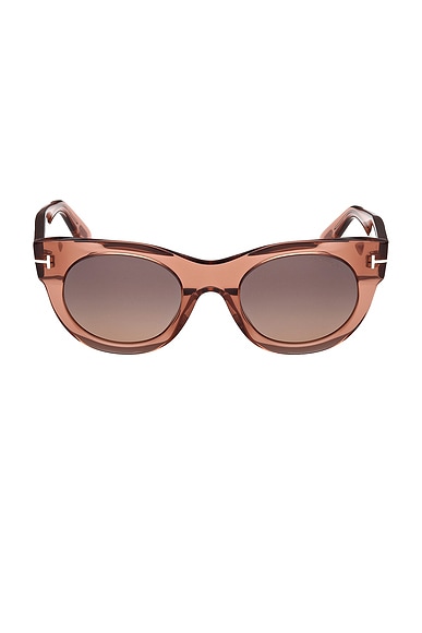 TOM FORD Round Sunglasses in Shiny Terracotta & Plum
