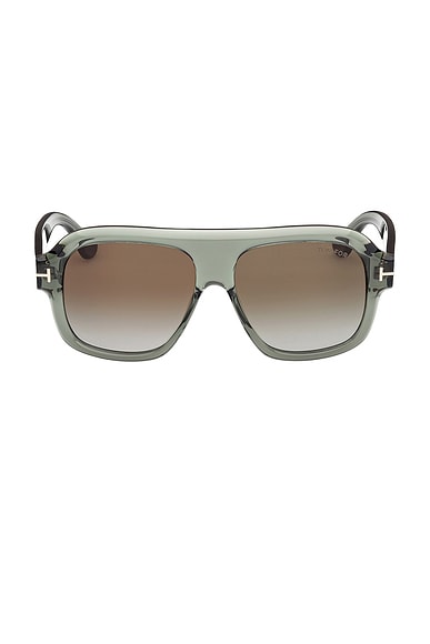 TOM FORD Pilot Sunglasses in Shiny Transparent Sage & Green