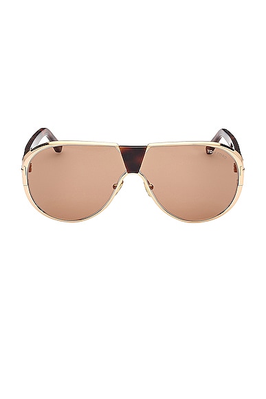 TOM FORD Vincenzo Sunglasses in Shiny Deep Gold & Brown