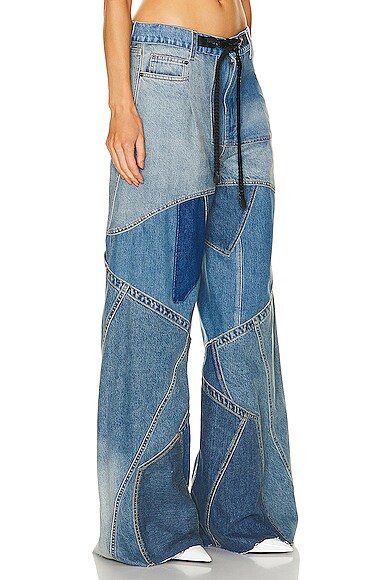 Shop Tom Ford Vintage Patchwork Wide Leg In Combo Blue Shades