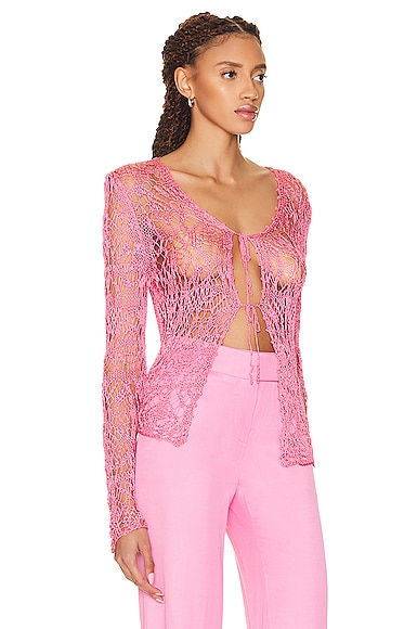 Shop Tom Ford Lace Cardigan In Rose Bloom