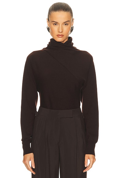 TOM FORD Cashmere Wrap Collar Sweater in Deep Brown