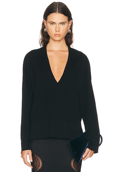 TOM FORD Fine Merino V-Neck Sweater in Black