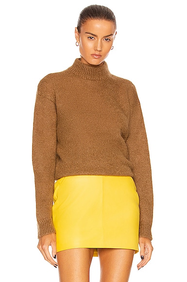 Brushed Mohair Mock Neck Sweater