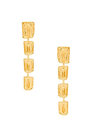 Tom Ford Brass Clip-on Drop Earrings In Vintage Gold
