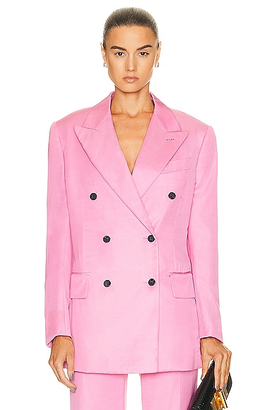 Tom Ford Double-breasted Tailored Blazer In Rose Bloom