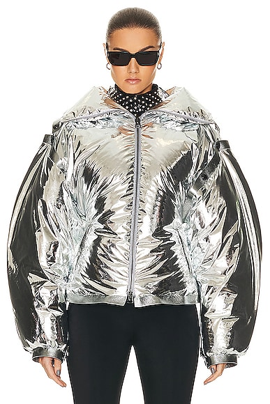 TOM FORD Laminated Down Fitted Jacket in Silver