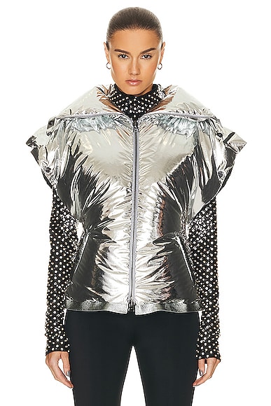 Shop Tom Ford Laminated Down Fitted Jacket In Silver