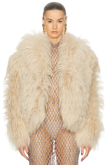 TOM FORD Kidassia Fur Jacket in Canvas White