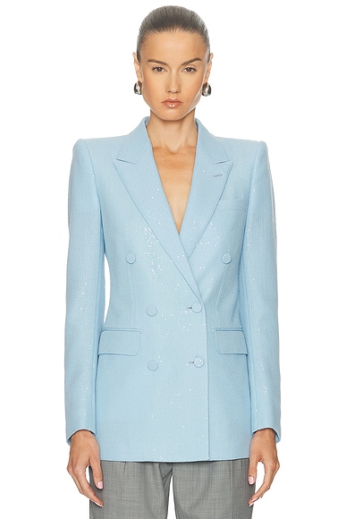 TOM FORD Sequined Double Breasted Jacket in Sky Blue