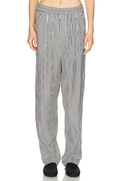 TOM FORD Striped Silk Pyjama Pant in Black & White