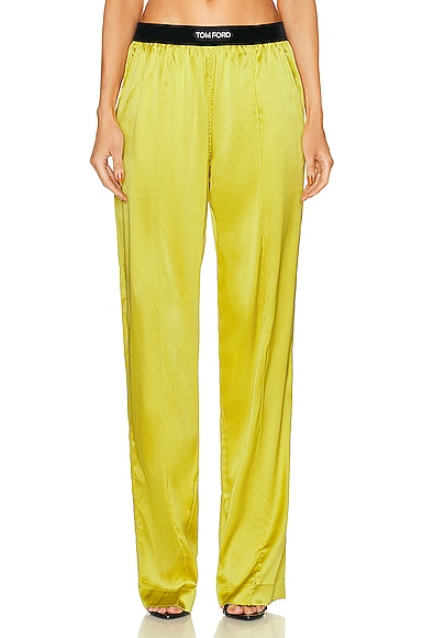 TOM FORD Satin Pant in Charteuse Citrine