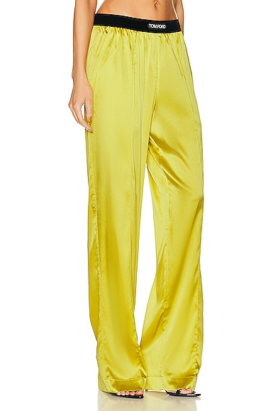 Shop Tom Ford Satin Pant In Charteuse Citrine