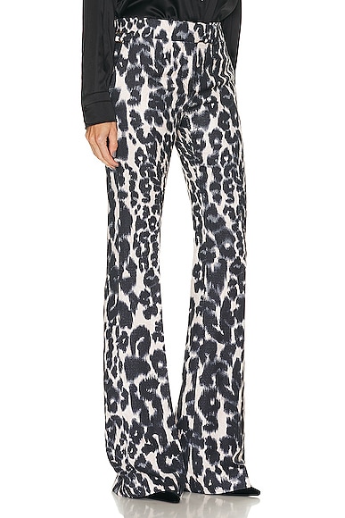 Shop Tom Ford Leopard Printed Flare Pant In Chalk & Black