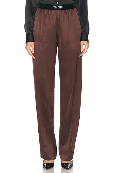 TOM FORD Satin PJ Pant in Dark Brown