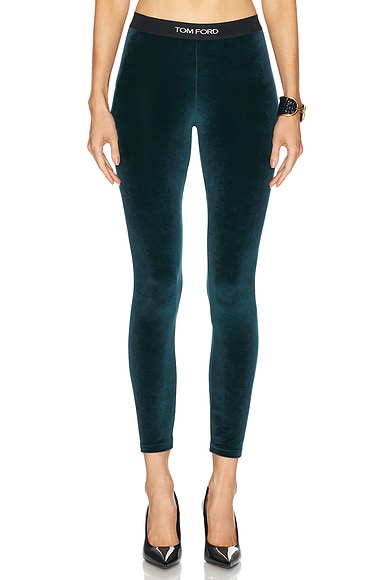 TOM FORD Signature Velour Legging in Dark Emerald