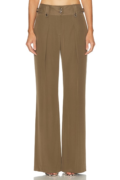 TOM FORD Pleated Wide Leg Pant in Khaki