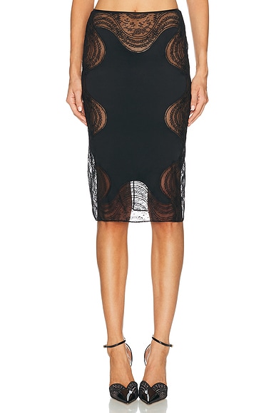 Lace-Encrusted Pencil Skirt