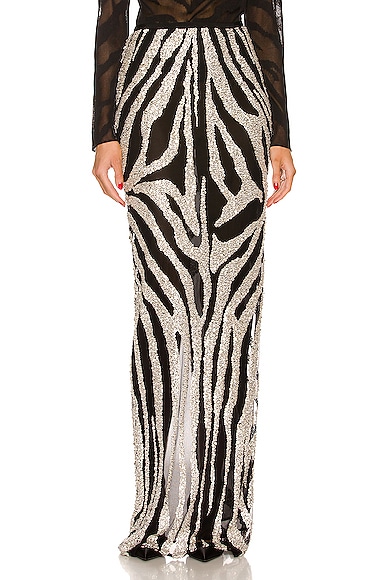 Crystal Zebra Embroidered Skirt