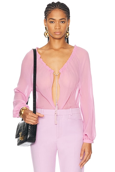 TOM FORD Long Sleeve Blouse in Vivid Pink