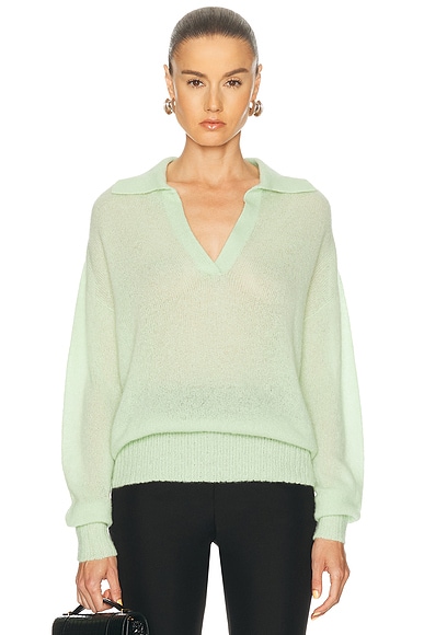 TOM FORD Polo Knit Top in Glass Green