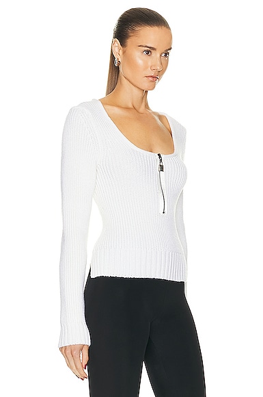 Shop Tom Ford Square Neck Zipped Top In Chalk