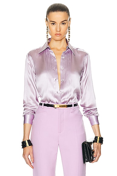 TOM FORD Charmeuse Silk Shirt in Dusty Lilac