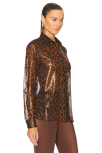 Shop Tom Ford Leopard Printed Shirt In Camel