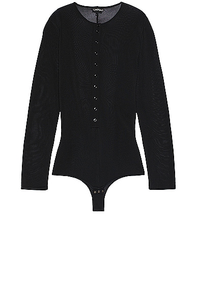 Shop Tom Ford Henley Bodysuit In Black