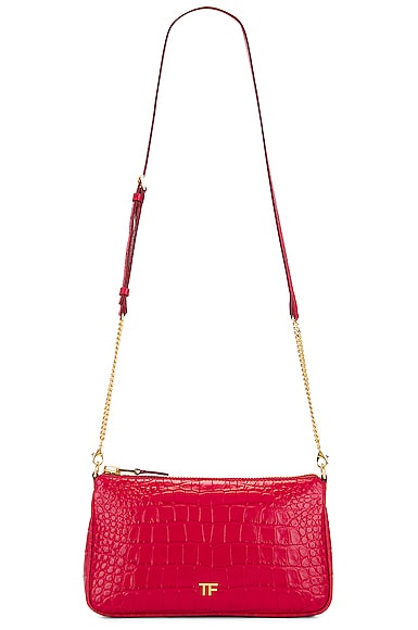 TOM FORD Croc Stamped Classic TF Mini Bag in Red