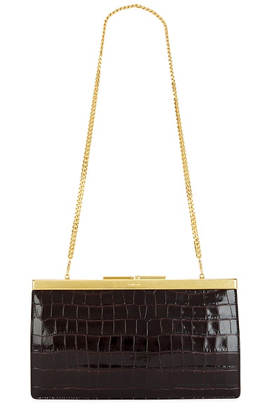 Shiny Croco Clutch in Brown