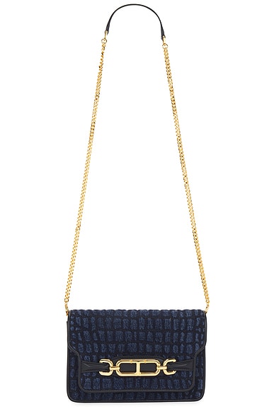 Mark Cross Madeline Straw Basket Bag in Navy Luggage FWRD