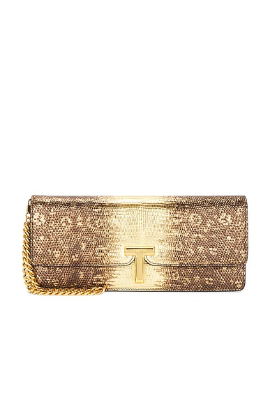 TOM FORD Tejus Two Tone Wallis Clutch in Antique Gold