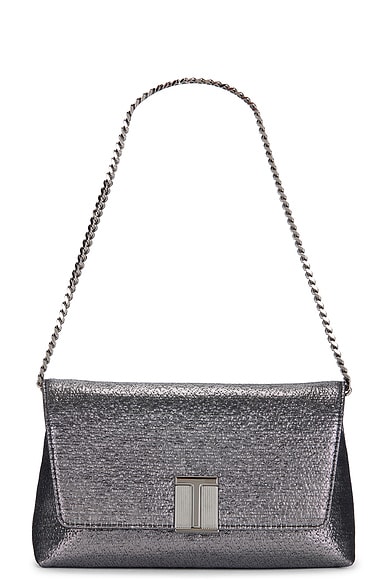 TOM FORD Nobile Laminated Mini Bag in Dark Silver