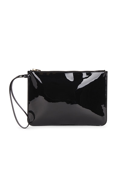 TOM FORD Patent Leather Zipped Wristlet Pouch in Black