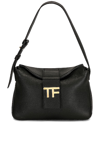 Shop Tom Ford Tf Grain Leather Mini Hobo Bag In Black