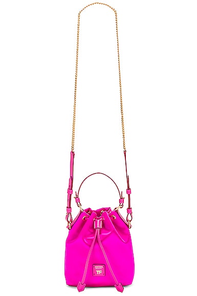 Tom Ford Disco Small Satin Chain Bucket Bag In Hot Pink