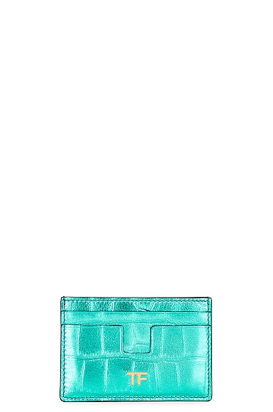 TOM FORD METALLIC STAMPED CROC CLASSIC TF CARD HOLDER