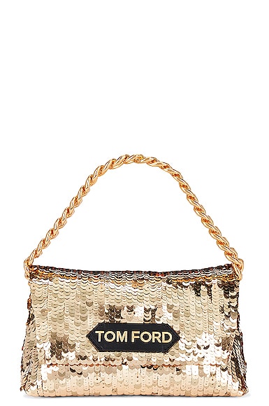 TOM FORD Sequins Label Mini Chain Bag in Gold & Black