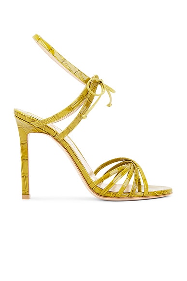 TOM FORD Glossy Stamped Croc 105 Sandal in Chartreus
