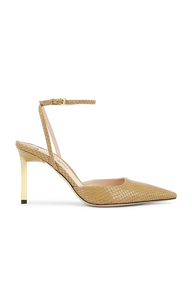 TOM FORD Glossy Stamped Python Slingback 85 Pump in Safari Beige