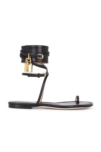 TOM FORD Soft Calf Ankle Wrap Sandal in Black