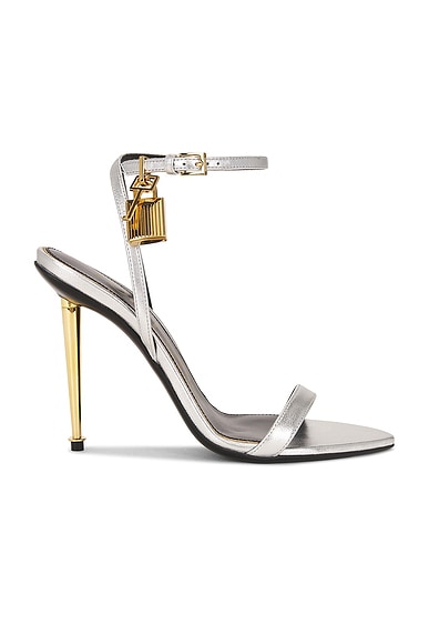 TOM FORD Padlock 105mm Laminated Sandal in Silver