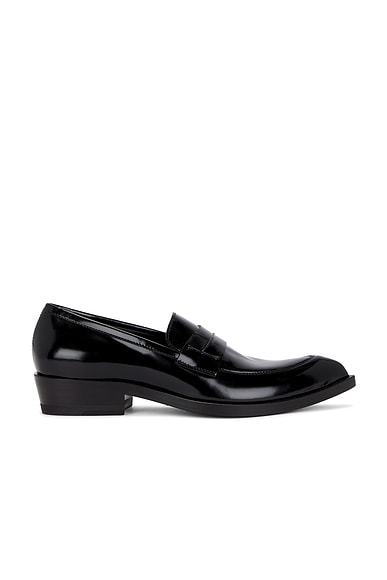 TOM FORD Eva Brushed Leather Loafer in Black