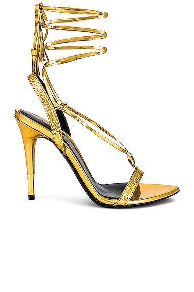 TOM FORD Mirror Ankle Wrap Sandal in Metallic Gold